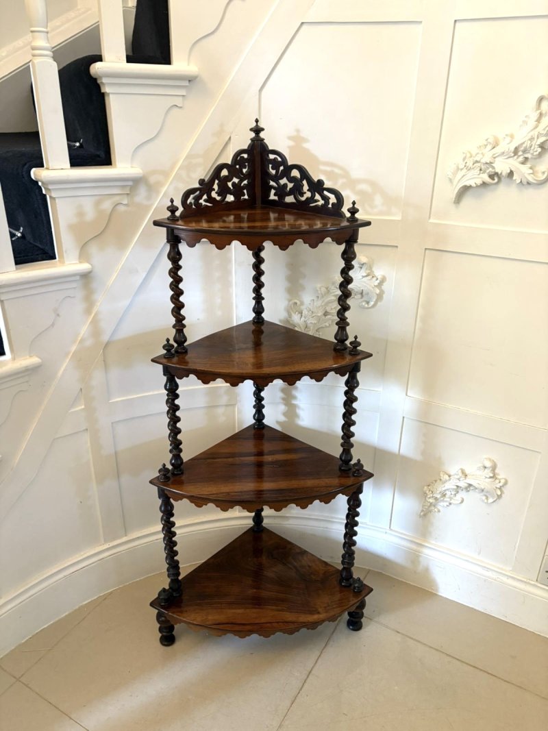 Superb Quality Antique Victorian 4 Tier Rosewood Corner Whatnot - Image 2